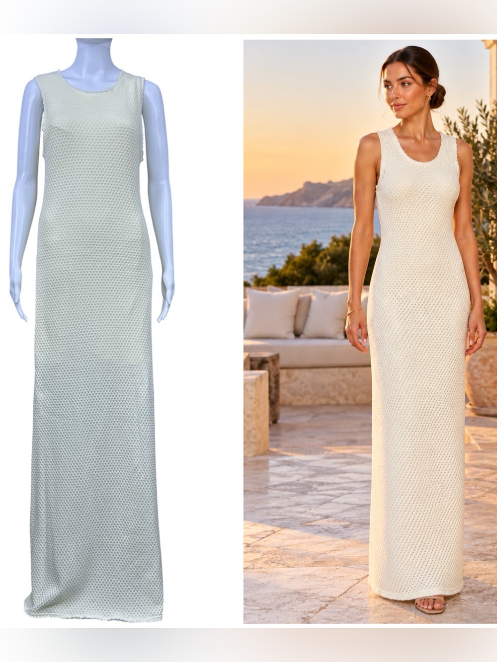 Rag & Bone Carine Crochet Maxi Dress XL Textured Column Resort Beach Vacation